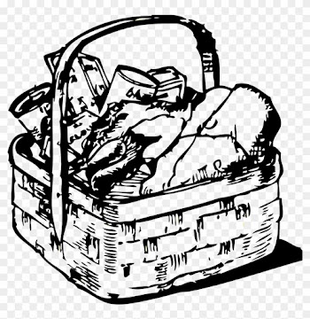 Picnic Basket Clipart Black And White Clipartfox - Food Basket Black And White