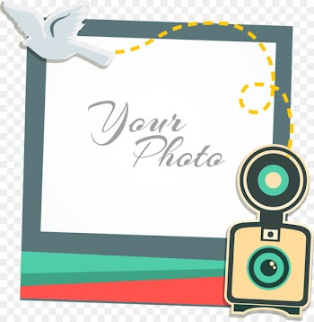 Picture frame Collage Illustration - Colorful camera greeting card 