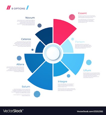  					Pie chart concept with 8 parts template vector image														