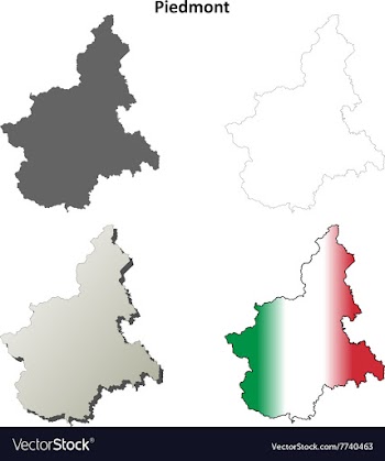 Piedmont blank detailed outline map set vector image