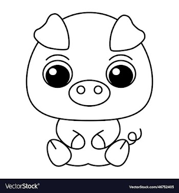pig cartoon coloring page for kids