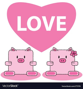  					Pig in love vector image														