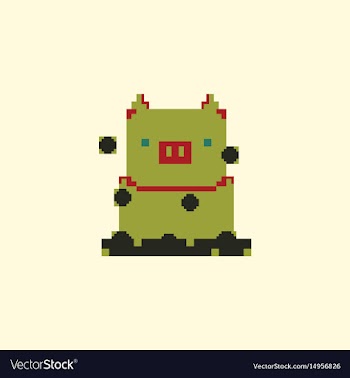 Pig in pixel art style vector image