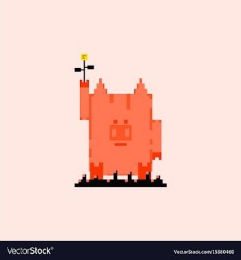 Pig in pixel art style vector image