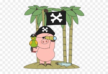 Pig Pirate On An Island - Pirate Pig Clipart