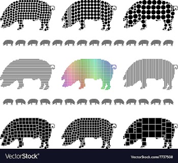 Pig silhouette mosaic set vector image