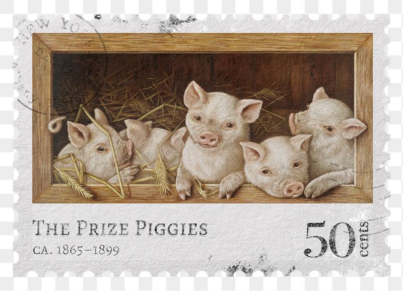 Piggies png post stamp, ephemera | Free PNG - rawpixel