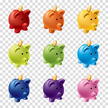 Piggy bank , Colored piggy banks transparent background PNG clipart