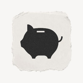 Piggy bank icon, ripped paper | Free PSD - rawpixel