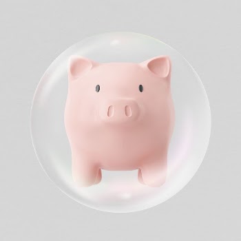 Piggy bank in bubble sticker, | Free PSD - rawpixel