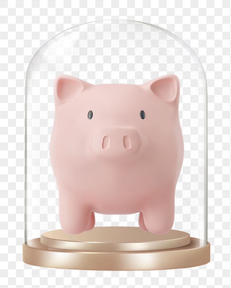 Piggy bank png glass dome | Free PNG - rawpixel