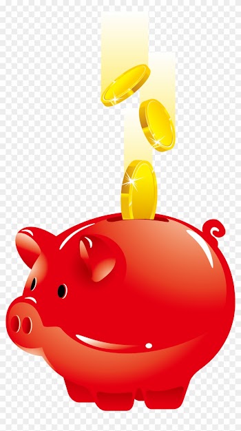 Piggy Bank Saving Money - Red Piggy Bank