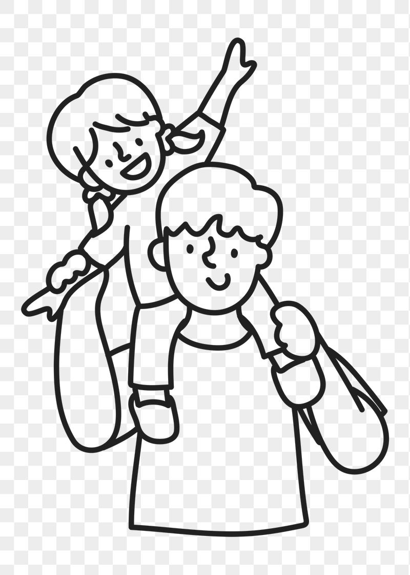 Piggyback ride png sticker, father | Free PNG Illustration - rawpixel