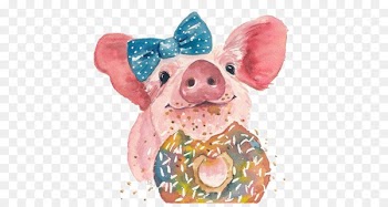 Piglet Watercolor painting - pig 