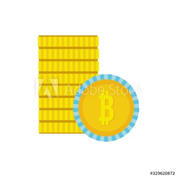 pile bit coins money flat style