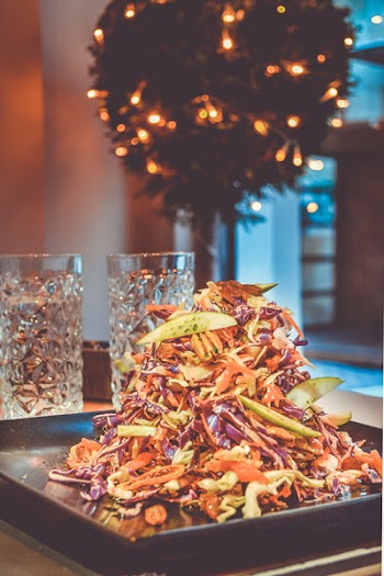 Pile of Assorted Sliced Vegetables on Square Black Plate