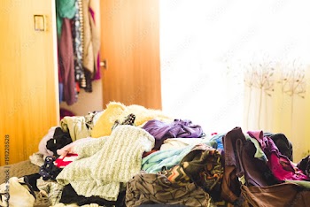 Pile of clothes  spring cleaning 
