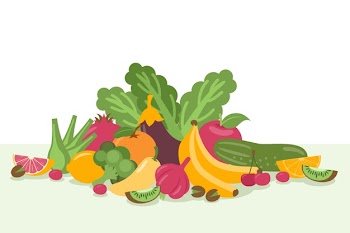 Pile of fruit and vegetables background Free Vector