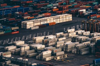piled container van during daytime