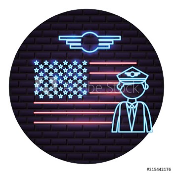 pilot american flag labor day neon design