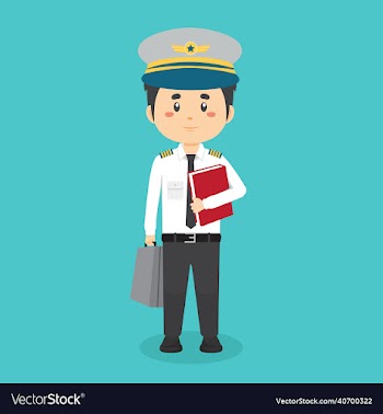 pilot character standing with file and briefcase