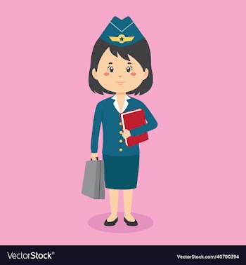 pilot character standing with file and briefcase