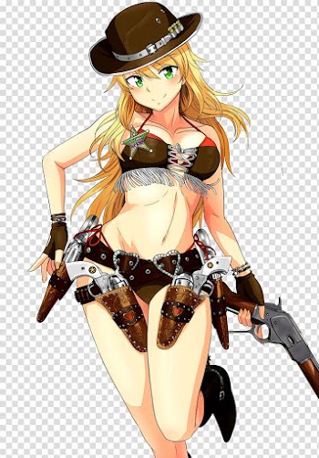 Pin-up girl Brown hair Cartoon Anime, cowgirl transparent background PNG clipart