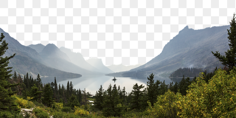Pine forest lake png border, | Free PNG - rawpixel