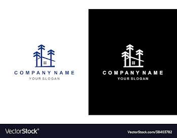 pine tree and house logo design inspiration