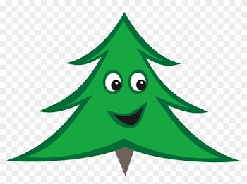 Pine Tree Cartoon - Smiling Christmas Tree