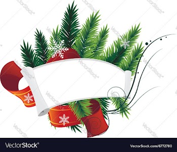 Pine Tree Christmas Wreath and paper roll vector image