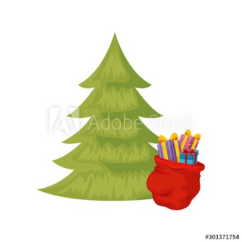 pine tree with gift boxes of christmas design