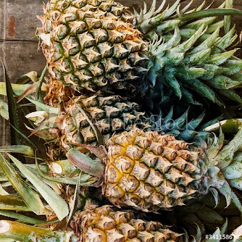 Pineapples at a market