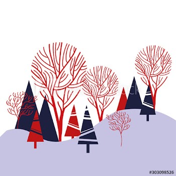 pines trees forest winter scene