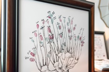 Pink aAd Blue Finger Print Art With Wooden Frame