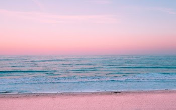 pink and blue beach shore