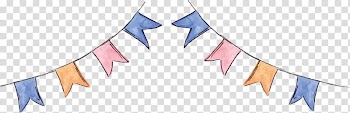 Pink and blue bunting borderline, Watercolor painting Flag Icon, Colorful watercolor flags transparent background PNG clipart