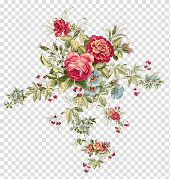 Pink and blue flowers illustration, Flower bouquet Rose , flower vintage transparent background PNG clipart