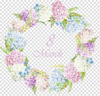 Pink and blue flowers wreath, Wreath illustration Flower , Romantic circle of flowers transparent background PNG clipart