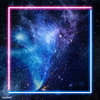 Pink and blue neon frame on a dark galaxy background | Free  illustration - 2335737