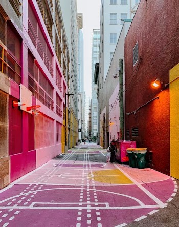 pink and brown concrete houses