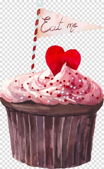 Pink and brown cupcake , Cupcake Watercolor painting Drawing , Watercolor painted chocolate cake transparent background PNG clipart