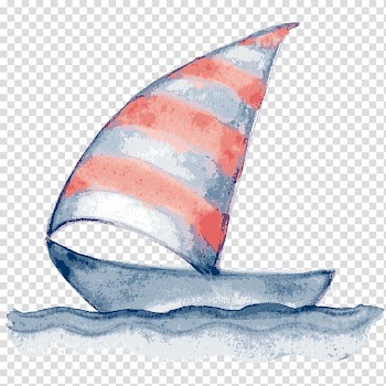 Pink and gray striped sailboat , Watercolor painting Drawing Sailing ship Sailboat, Watercolor sailboat transparent background PNG clipart