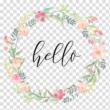 Pink and green flower wreath hello wreath art, Wreath Flower Drawing, flower transparent background PNG clipart