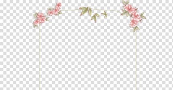 Pink and green flowers border illustration, Petal Floral design Angle Pattern, Flower frame material transparent background PNG clipart