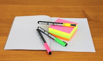 Pink and Green Marker Place on Grafting Paper