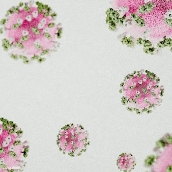 Pink and green novel coronavirus under the microscope on a white backg.. | Free  illustration - 2320876
