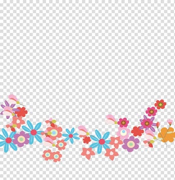 Pink and multicolored flower border art, Flower Cartoon Drawing, Cartoon Creative flower transparent background PNG clipart