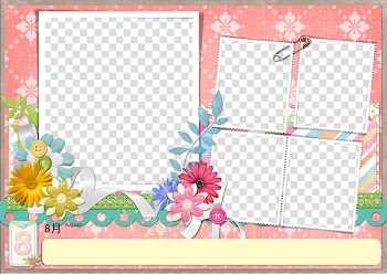 Pink and multicolored frame, Paper Template graph album, Children's album template elements transparent background PNG clipart