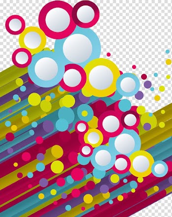 Pink and multicolored geometrical illustration, Flyer Cover art, Colored circles transparent background PNG clipart